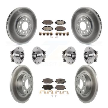 Front Rear Hub Bearings Coated Disc Brake Rotors And Pads Kit (10Pc) For Jeep Compass AWD KBB-127399