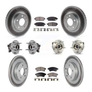 Front Rear Hub Bearing Coated Disc Brake Rotor Pads Kit (10Pc) For 2012-2013 Buick Verano KBB-127404