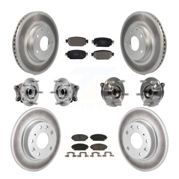 Front Rear Hub Bearing Coated Brake Rotor And Pad Kit (10Pc) For 2019-2021 Mazda CX-3 AWD KBB-127412