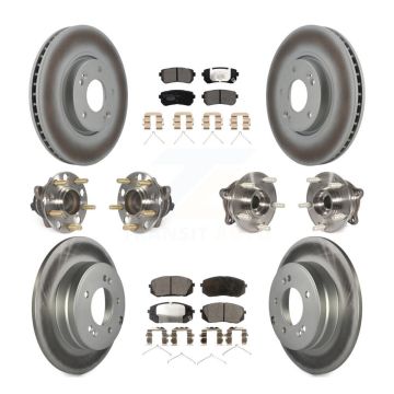 Front Rear Hub Bearings Coated Disc Brake Rotors And Pads Kit (10Pc) For Hyundai Sonata KBB-127415