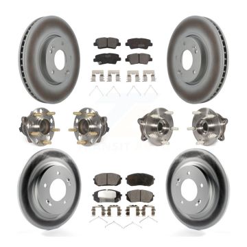 Front Rear Hub Bearings Coated Disc Brake Rotors And Pads Kit (10Pc) For Hyundai Sonata KBB-127416