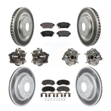 Front Rear Hub Bearings Coated Disc Brake Rotors And Pads Kit (10Pc) For Nissan Rogue KBB-127422