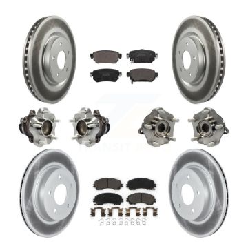 Front Rear Hub Bearings Coated Disc Brake Rotors And Pads Kit (10Pc) For Nissan Rogue KBB-127423