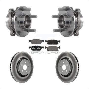 Front Hub Bearing Coated Brake Rotor Pad Kit For Lincoln Nautilus With Vented Rear Rotors KBB-127450
