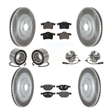 Front Rear Hub Bearing Coat Brake Rotor Pads Shoe Kit (10Pc) For Jaguar XF XJ XKR XFR XJR KBB-127468