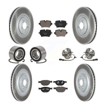 Front Rear Hub Bearings Coated Disc Brake Rotors And Pads Shoes Kit (10Pc) For Jaguar XJ KBB-127471