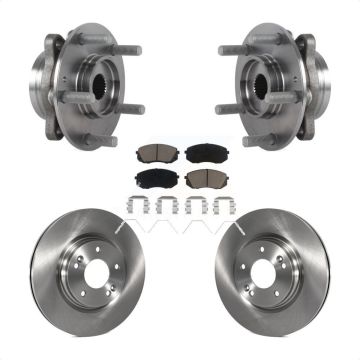 Front Hub Bearing Assembly Brake Rotor Pads Kit For Hyundai Kia Forte Elantra GT Veloster KBB-127486
