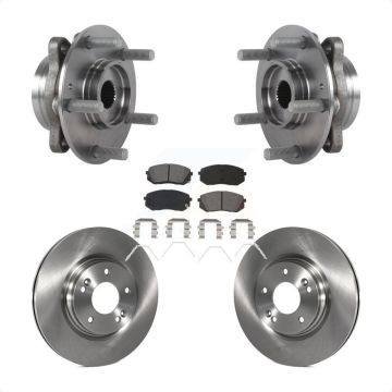 Front Hub Bearing Assembly Brake Rotor Pads Kit For Hyundai Kia Forte Elantra GT Veloster KBB-127540