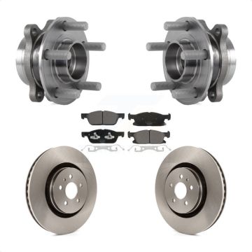 Front Hub Bearing Brake Rotor Pads Kit For 19-23 Lincoln Nautilus With Vented Rear Rotors KBB-127552