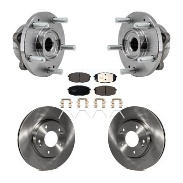 Front Hub Bearing Assembly Brake Rotor Pad Kit For 2017-2019 Kia Soul Naturally Aspirated KBB-127563