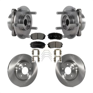 Front Hub Bearing Assembly Brake Rotor Pads Kit For Hyundai Kia Forte Elantra GT Veloster KBB-127565