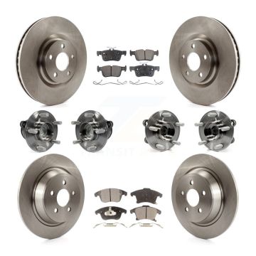 Front Rear Hub Bearing Brake Rotor & Pads Kit (10Pc) For Ford Police Responder Hybrid SSV KBB-127600