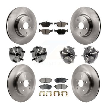 Front Rear Hub Bearings Disc Brake Rotors And Ceramic Pads Kit (10Pc) For Subaru WRX KBB-127607