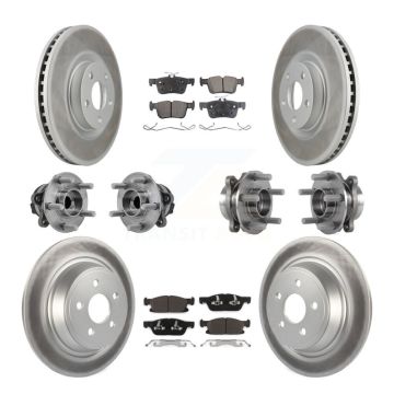 Front Rear Hub Bearing Coated Disc Brake Rotor Pad Kit (10Pc) For 2015-2018 Ford Edge FWD KBB-127618