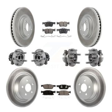 Front Rear Hub Bearing Coated Disc Brake Rotor Pad Kit (10Pc) For Lincoln Continental FWD KBB-127619