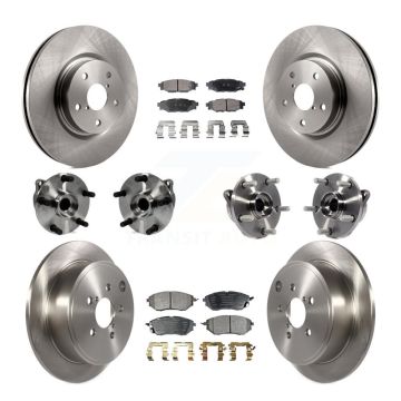 Front Rear Hub Bearing Disc Brake Rotors And Semi-Metallic Pads Kit (10Pc) For Subaru WRX KBB-127639