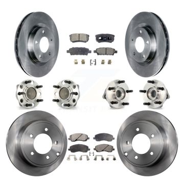 Front Rear Hub Bearing Disc Brake Rotor Pad Kit (10Pc) For Dodge Avenger Caliber Chrysler KBB-127642