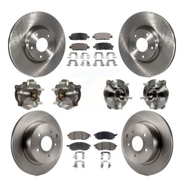 Front Rear Hub Bearing Disc Brake Rotor And Pad Kit (10Pc) For 2006-2007 INFINITI M35 AWD KBB-127643
