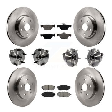 Front Rear Hub Bearing Disc Brake Rotors And Semi-Metallic Pads Kit (10Pc) For Subaru WRX KBB-127661