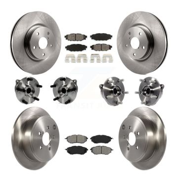 Front Rear Hub Bearing Disc Brake Rotors And Semi-Metallic Pads Kit (10Pc) For Subaru WRX KBB-127662