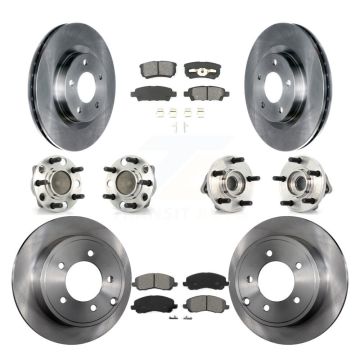 Front Rear Hub Bearing Disc Brake Rotor Pad Kit (10Pc) For Dodge Avenger Caliber Chrysler KBB-127667