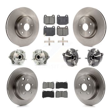 Front Rear Hub Bearings Disc Brake Rotors And Pads Kit (10Pc) For Subaru Impreza WRX STI KBB-127670