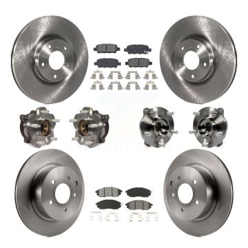 Front Rear Hub Bearing Disc Brake Rotor And Pad Kit (10Pc) For 2006-2007 INFINITI M35 AWD KBB-127672