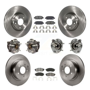 Front Rear Hub Bearing Disc Brake Rotor And Pad Kit (10Pc) For 2006-2007 INFINITI M35 RWD KBB-127673
