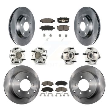 Front Rear Hub Bearing Disc Brake Rotor Pad Kit (10Pc) For Dodge Avenger Caliber Chrysler KBB-127678