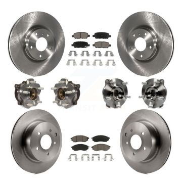 Front Rear Hub Bearing Disc Brake Rotor And Pad Kit (10Pc) For 2006-2007 INFINITI M35 AWD KBB-127681