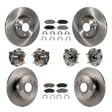 Front Rear Hub Bearing Disc Brake Rotor And Pad Kit (10Pc) For 2006-2007 INFINITI M35 RWD KBB-127682