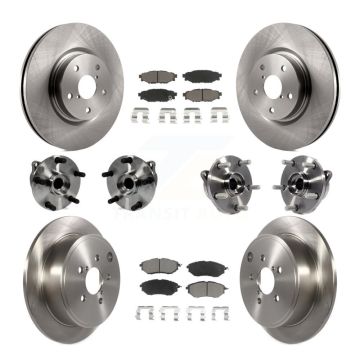 Front Rear Hub Bearings Disc Brake Rotors And Ceramic Pads Kit (10Pc) For Subaru WRX KBB-127683