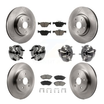 Front Rear Hub Bearings Disc Brake Rotors And Ceramic Pads Kit (10Pc) For Subaru WRX KBB-127684