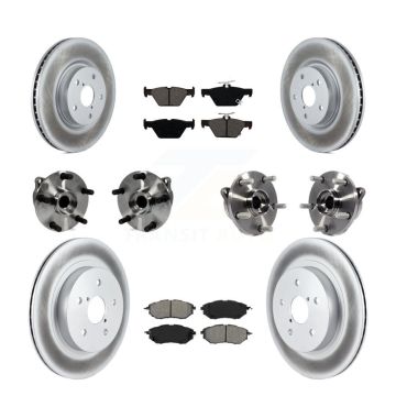 Front Rear Hub Bearing Assembly Coated Disc Brake Rotor And Pad Kit (10Pc) For Subaru WRX KBB-127687