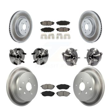 Front Rear Hub Bearing Assembly Coated Disc Brake Rotor And Pad Kit (10Pc) For Subaru WRX KBB-127688