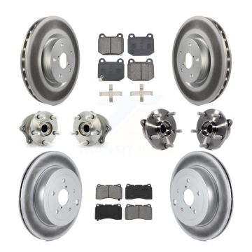 Front Rear Hub Bearing Coated Disc Brake Rotor Pads Kit (10Pc) For Subaru Impreza WRX STI KBB-127693
