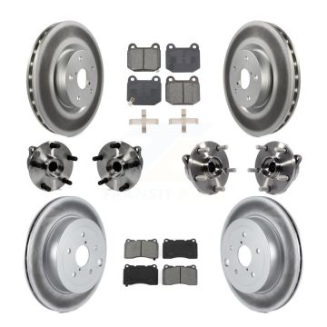 Front Rear Hub Bearing Coated Disc Brake Rotor Pads Kit (10Pc) For Subaru Impreza WRX STI KBB-127694