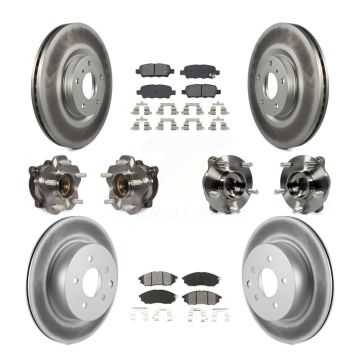 Front Rear Hub Bearing Coated Brake Rotor & Pad Kit (10Pc) For 2006-2007 INFINITI M35 AWD KBB-127695