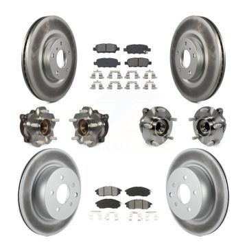 Front Rear Hub Bearing Coated Brake Rotor & Pad Kit (10Pc) For 2006-2007 INFINITI M35 RWD KBB-127696