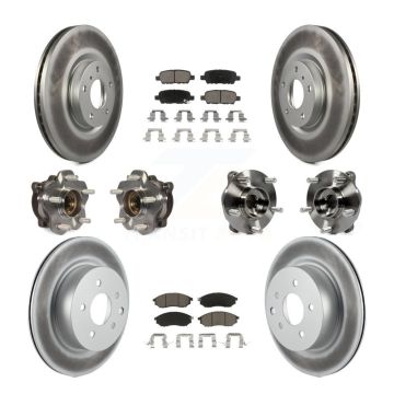 Front Rear Hub Bearing Coated Brake Rotor & Pad Kit (10Pc) For 2006-2007 INFINITI M35 AWD KBB-127699