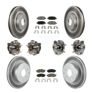 Front Rear Hub Bearing Coated Brake Rotor & Pad Kit (10Pc) For 2006-2007 INFINITI M35 RWD KBB-127700