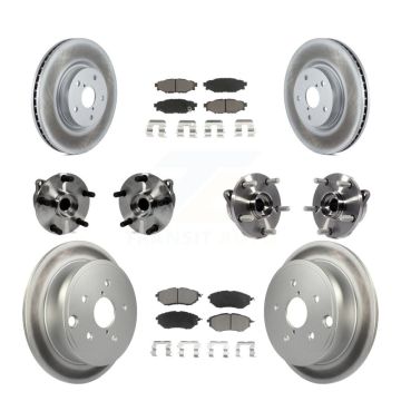Front Rear Hub Bearing Coated Disc Brake Rotor And Ceramic Pads Kit (10Pc) For Subaru WRX KBB-127702