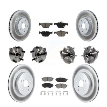 Front Rear Hub Bearing Coated Disc Brake Rotor And Ceramic Pads Kit (10Pc) For Subaru WRX KBB-127703