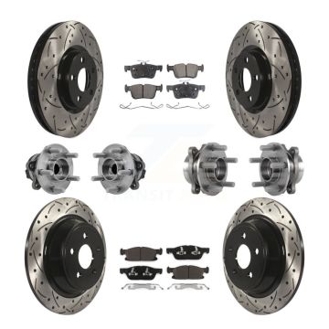 Front Rear Hub Bearing Coated Disc Brake Rotor Pad Kit (10Pc) For 2015-2018 Ford Edge FWD KBB-127723