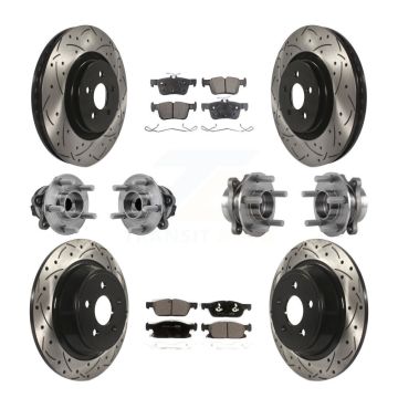 Front Rear Hub Bearing Coated Disc Brake Rotor Pad Kit (10Pc) For Lincoln Continental FWD KBB-127726