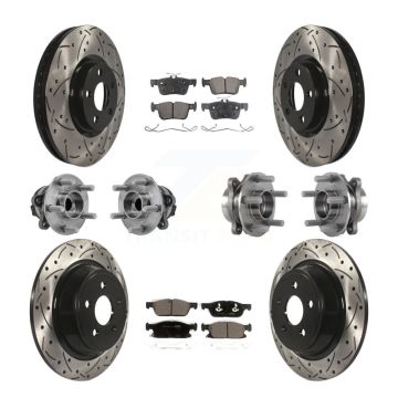 Front Rear Hub Bearing Coated Disc Brake Rotor Pad Kit (10Pc) For Lincoln Continental FWD KBB-127727