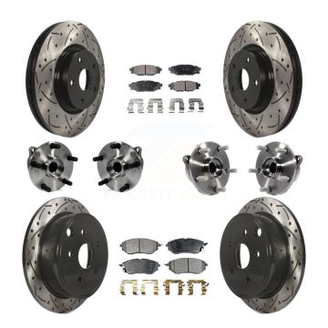 Front Rear Hub Bearing Coated Disc Brake Rotor And Ceramic Pads Kit (10Pc) For Subaru WRX KBB-127735