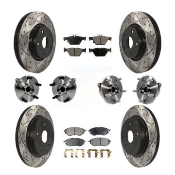 Front Rear Hub Bearing Assembly Coated Disc Brake Rotor And Pad Kit (10Pc) For Subaru WRX KBB-127740