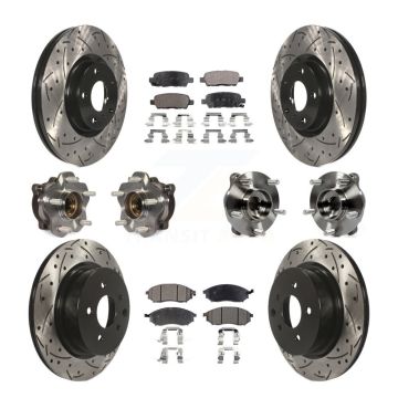 Front Rear Hub Bearing Coated Brake Rotor & Pad Kit (10Pc) For 2006-2007 INFINITI M35 AWD KBB-127742