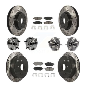 Front Rear Hub Bearing Coated Disc Brake Rotor And Ceramic Pads Kit (10Pc) For Subaru WRX KBB-127750